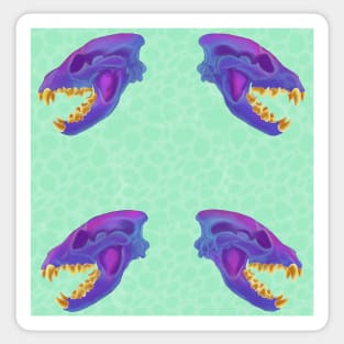 Diaphonized Hyena Skull Gold Teeth Mint Sticker